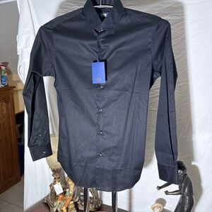Cavalli Class Black Long-Sleeve Dress Shirt
